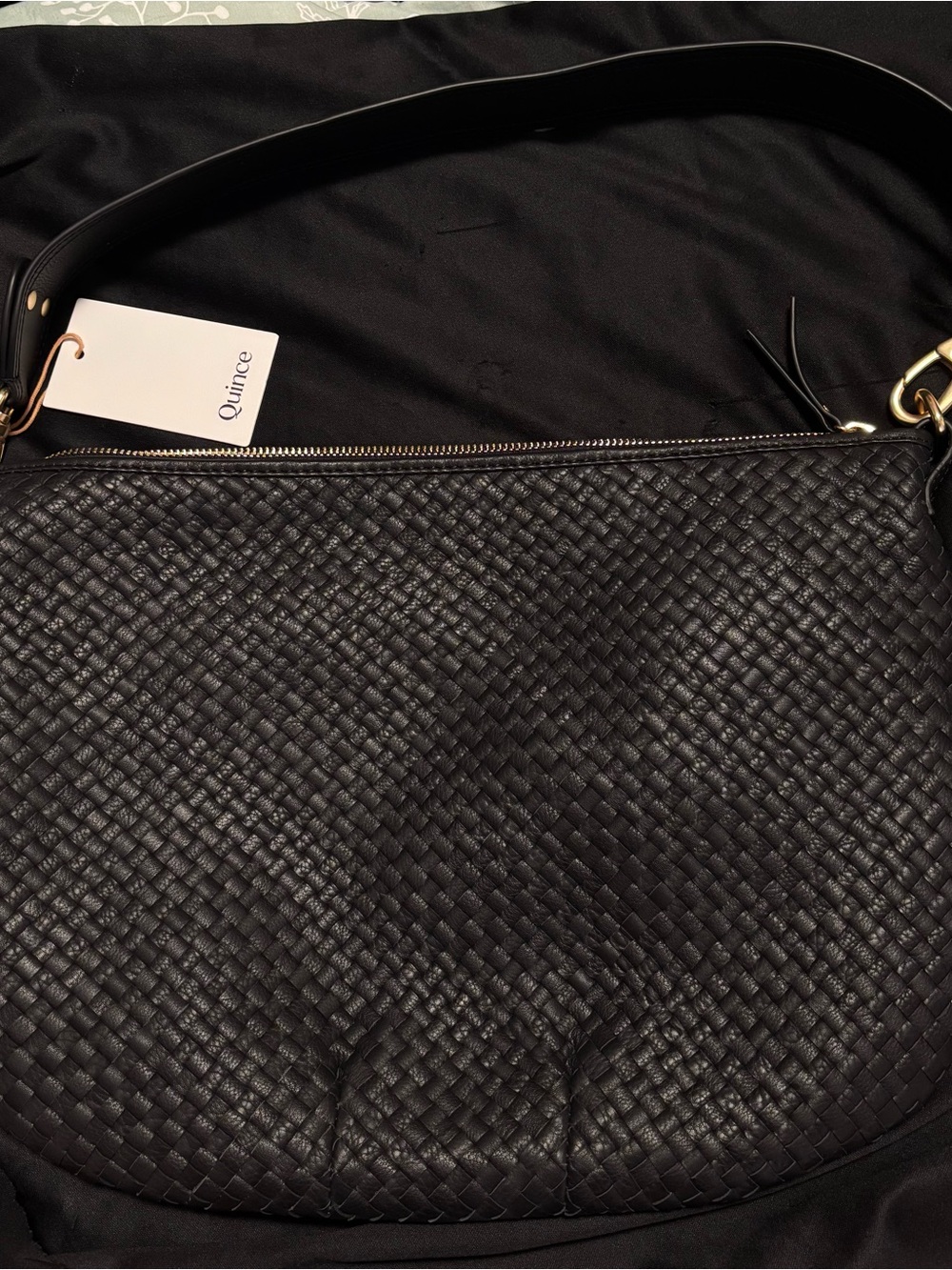 Quince Italian Leather Convertible Crescent Handwoven Shoulder Bag - Picture 6 of 7